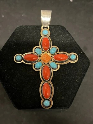 Colgante Cruz Multi Piedra Plata Esterlina Carolyn Pollack RELIOS Southwest 3.5"L Foto 1 de 4