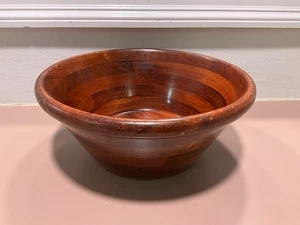 Cherry Wooden Salad Bowl 14” X 6” Thailand Pomerantz? No Label 1988 Taiwan - Picture 1 of 6