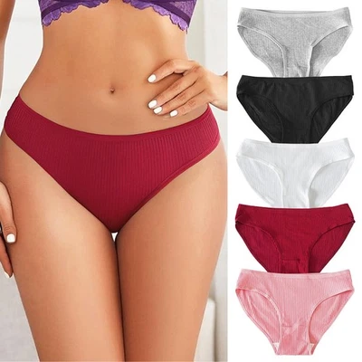 5 Pack Lot Sexy Womens Cotton Panties Briefs Comfort Underwear Lingeries Ladies - Image 1 of 4