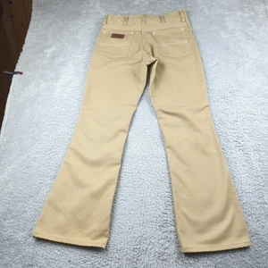 Vintage 70s JC Penney Super Denim Pants Boys 20 30x30 Tan Contrast Talon Flared - Picture 1 of 22