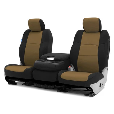For Nissan Titan XD 16-21 Neosupreme 1st Row Black & Tan Custom Seat Covers - Image 1 of 4