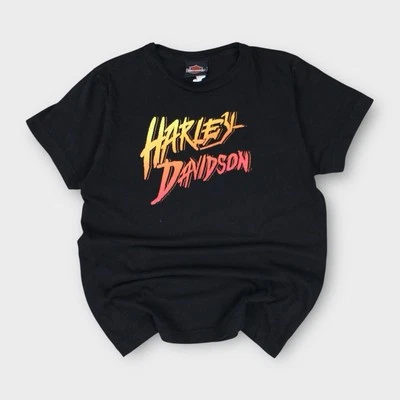 Harley-Davidson Youth Large T-Shirt Black Flame Logo 18x25 Graphic Biker Tee - Image 1 of 4