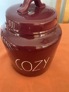 Rae Dunn Ceramic Burgundy Cozy Canister Cookie Jar 4x8in - Picture 1 of 6