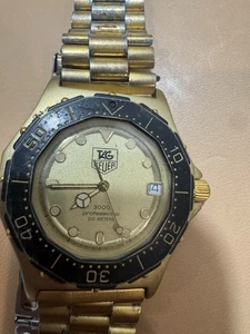 Tag Heuer Professional 3000 Watch Men 35mm Gold Dial Gold Plated  - Picture 1 of 5