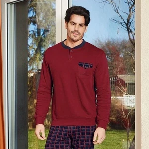 PIGIAMA UOMO NAVIGARE LUNGO CALDO COTONE INTERLOCK CON POLSINI PIGIAMA INVRNALE - Foto 1 di 4