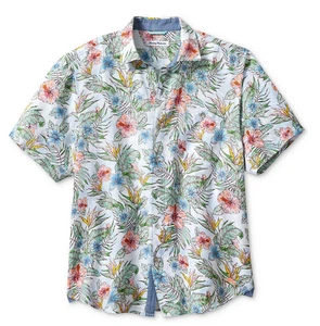 Camicia da uomo Tommy Bahama $128 in lino sabbia con schizzi da giardino, goccia di rugiada, XXL - Foto 1 di 2