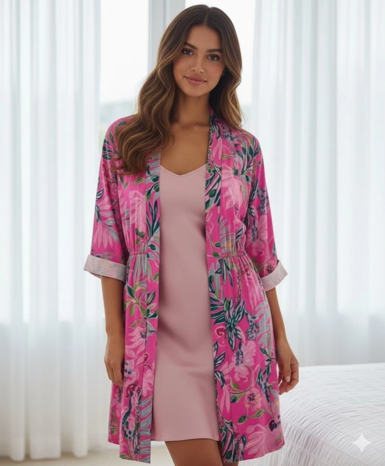 Lilly Pulitzer Tropical Multicolor Robe Sz L XL Relaxed Fit Intimates Floral - Image 1 of 4