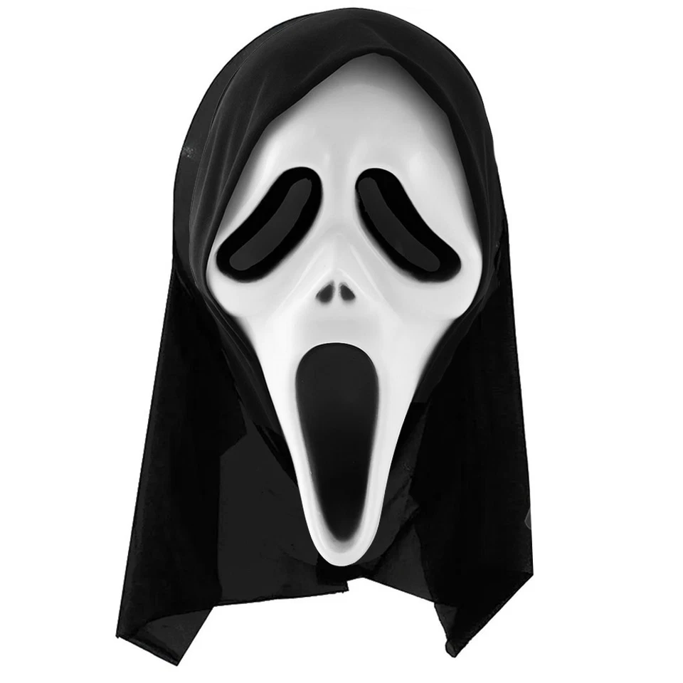 SCREAMER MASK SCREAM WHITE BLACK GHOST FACE HORROR HALLOWEEN FANCY DRESS MASK - Image 1 of 1