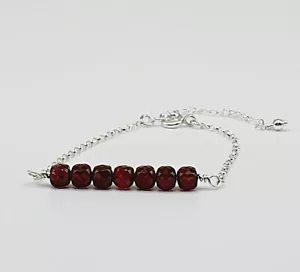Granat Edelstein 925 Sterling Silber Armband - Januar Geburtsstein - Bild 1 von 2