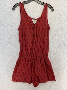 LOGG Womens Small S Red Floral Romper Shorts Sleeveless Casual - Picture 1 of 11