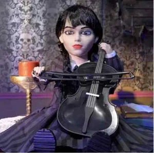 Wednesday Addams 13" Animated Cello Playing Tabletop Decor Motion Sound Activate - Imagen 1 de 5