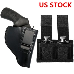 Leather IWB Revolver Gun Holster & Speedloader Mag Pouch for.22 Mag Thru .44 Mag - Picture 1 of 12