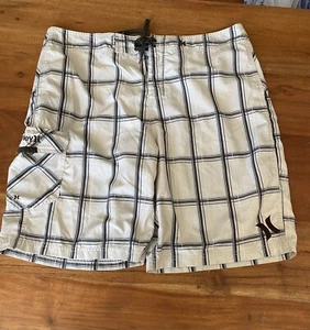 HURLEY Plaid Board Surf Swim Shorts 38 Large XL Brown Y2K - Picture 1 of 10