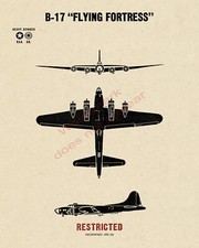 WWII USA Boeing B-17 Flying Fortress Hvy Bomber Aircraft Recognition Poster V-1