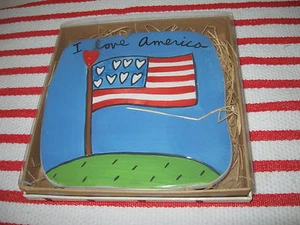 Azulejos de pared de cerámica patriótica Pfaltzgraff I Love America de S. Magsamen Silvestri - Imagen 1 de 6