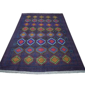 5 Fuß 10 Zoll x 7 Fuß 8 Zoll Geometrisches Design Handgeknüpft Wolle Bunt Afghan Stamm Teppich G53343 - Bild 1 von 5