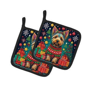 Australian Terrier Christmas Pair of Pot Holders DAC1091PTHD - Picture 1 of 5
