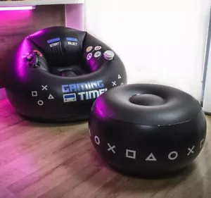 Aufblasbarer Gaming Stuhl für Kinder & Jugendliche mit Getränkehaltern und Seitentasche Spiel - Bild 1 von 6