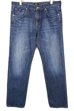HUGO BOSS Kansas Mackenzie Jeans Men's W34/L34 Zip Faded Whiskers Dark