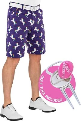 SALE Royal and Awesome Herren Golfshorts Stallion Strides lila Shorts 30 - 44