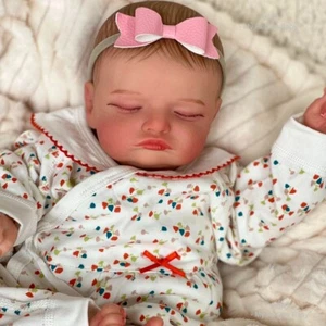 19 Inch Painted Reborn Baby Doll Rosalie Adorable Girl with Bent Legs Cloth Body - Picture 1 of 7