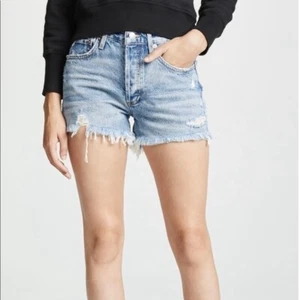 Agolde Parker Ripped light wash jean cutoff shorts Size 25 Button down distresse - Picture 1 of 11