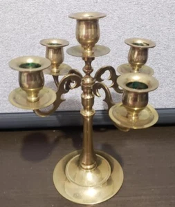 Vintage Messing Kandelaber 4 Armig & Kopf Kerzenständer Halter 9,5" Höhe Japan - Bild 1 von 11