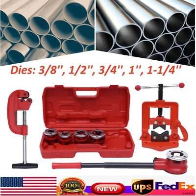 Pipe Threader Ratchet Type With 5 Dies and Pipe Cutter Plumbing Hand Tools SALE! - Image 1 of 4