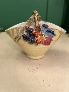 Vintage Ceramic Basket with Fruit and Leaves - Picture 1 of 8