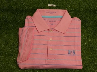 Camisa polo de golf a rayas B Draddy Ian para hombre logotipo NGLA rosa/azul mediana Foto 1 de 2