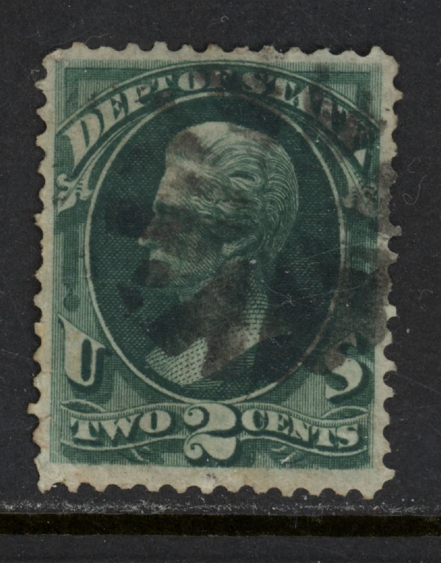 SCOTT #O58 1873 2 CENT STATE DEPARTMENT OFFICIAL ISSUE USED VF CAT $100! - Image 1 of 2