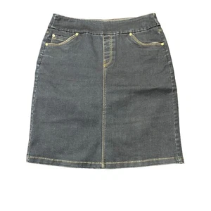 Cotton Connection Pull On Denim Jean Mini Skirt Elastic Waist Slit Sz 2 NWOT - Picture 1 of 4