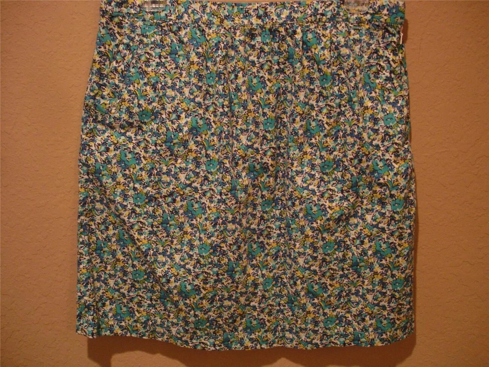 NWT $58 BASS Aqua Teal Floral Cotton Skirt Womens size 8 - Image 1 of 1