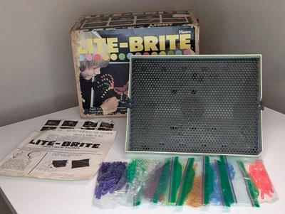 1967 Lite Brite Original Box Bulb Pegs Manual No Sheets Tested Used VGC RARE - Image 1 of 4