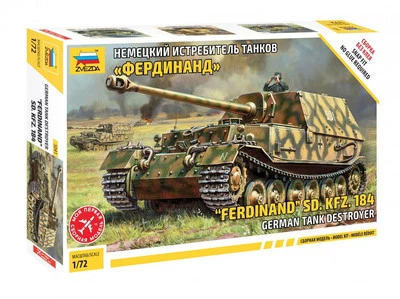 FERDINAND SD KFZ 184 GERMAN TANK DESTROYER ZVEZDA 1:72 5041 - Immagine 1 di 4