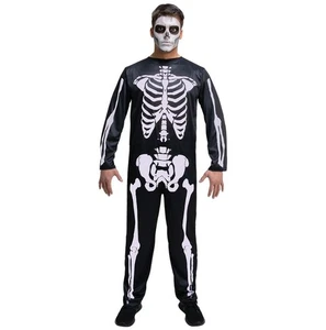 Adult SKELETON JUMPSUIT UNISEX Halloween Men Ladies Fancy Dress Costume Bones - Picture 1 of 2