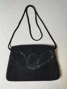 Schöne schwarze Abendtasche mit Perlen - Bild 1 von 9