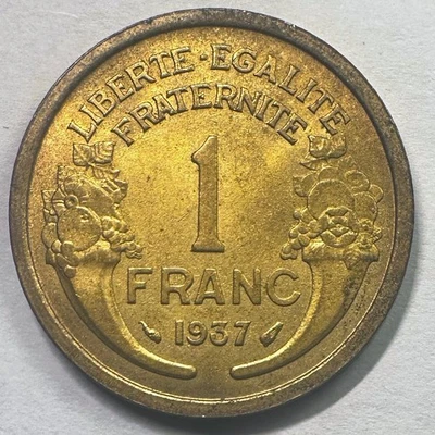 1937 France 1 Franc, AU+/UNC - Image 1 of 2
