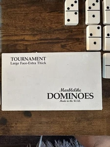 Tournament Large Face-Extra Thick Marblelike Dominoes By:Puremco #1632(Cotton) - Picture 1 of 9