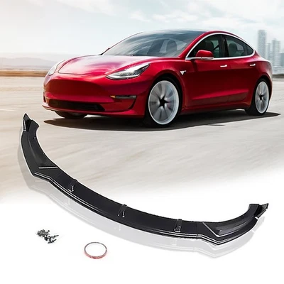 Alerón de parachoques delantero negro mate Tesla Model 3 para 2017-2023 Foto 1 de 4