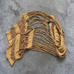 White Raven Handmade In India Mustard Yellow Poncho Scarf Silk Fringe - Picture 1 of 7