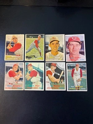 1957 Topps Baseball Lot of 8 Diff. ALL REDLEGS. Vg to Vg-Ex+ Bell, Post, Lynch - Image 1 of 2