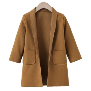 Boys Pocket Patched Open Front Overcoat in Brown, Size 3-4Y - Picture 1 of 2