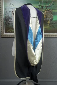 Vintage Tudors Graduation Academic Regalia Masters Hood - Blue White Education - Picture 1 of 7