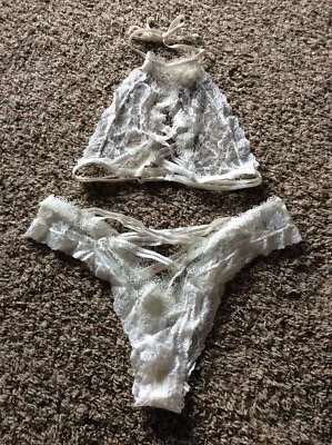 Juego de bralette/bralette Fredericks of Hollywood XL marfil nuevo sin etiquetas Foto 1 de 4