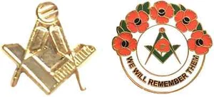 Masonic Crest Gold Plated  Badge And Masonic We Will Remember Enamel Badge - Picture 1 of 5