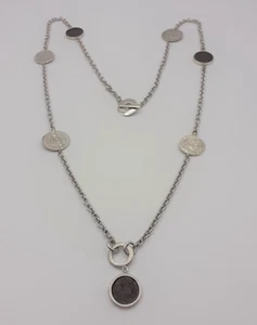 Collana argento 925 monete romane originali gioiello donna chiusura T - Foto 1 di 7