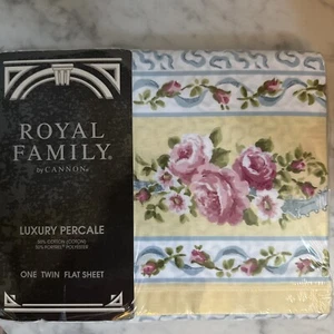 New Vintage Cannon Garden Bouquet Royal Family No Iron Luxury Twin Flat Sheet US - Picture 1 of 11