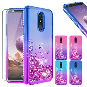 For LG Stylo 5/5 Plus Liquid Dynamic Glitter Bling Cover Case + Screen Protector - Picture 1 of 35