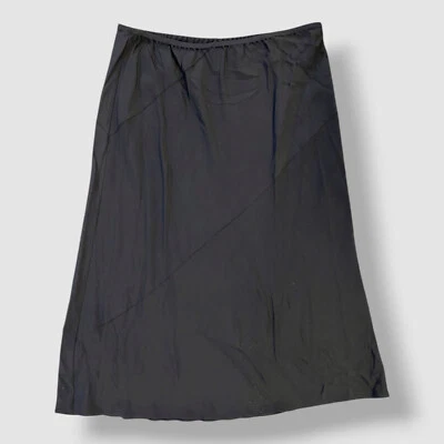 Falda midi de crepé doble corte sesgado de seda negra para mujer Eileen Fisher talla grande 1X Foto 1 de 2